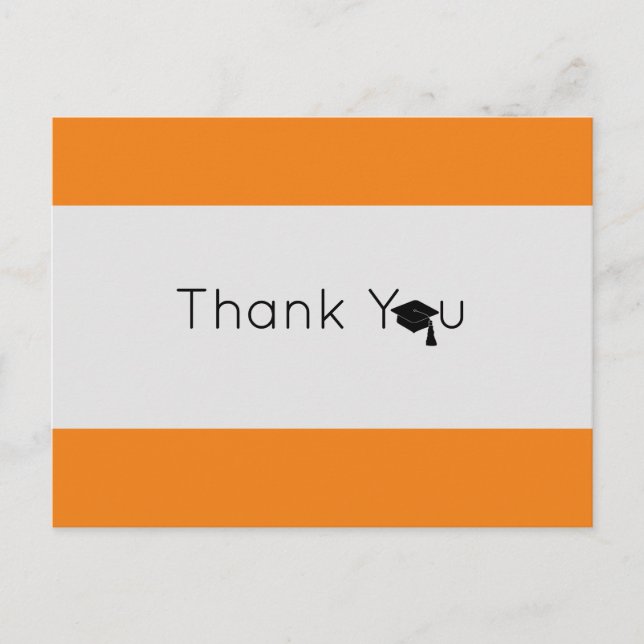Carte Postale Remerciement de fin d'études en gras orange argent (Devant)