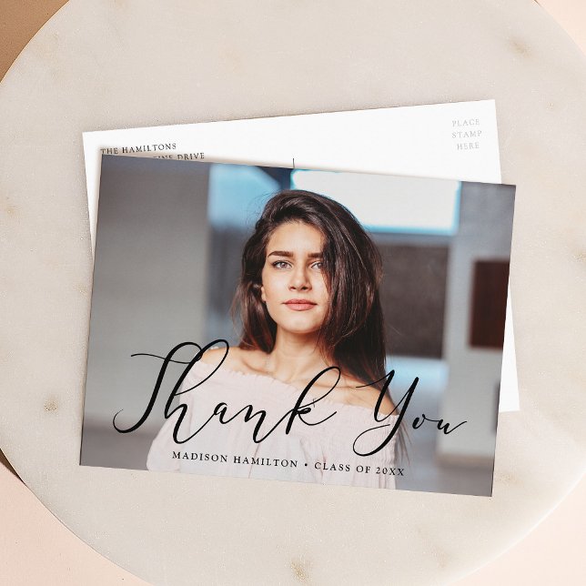 Carte Postale Remerciement de fin d'études en script noir import (Créateur téléchargé)