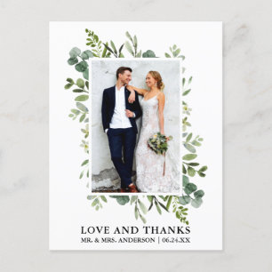 Carte Postale Remerciement de mariage à la gouache Eucalyptus Ve