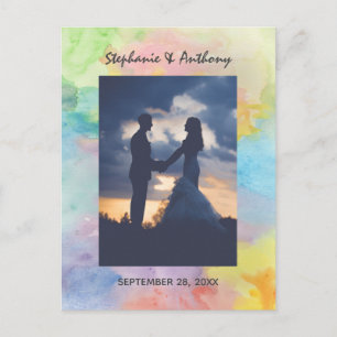 Carte Postale Remerciement de mariage abstrait aquarelle