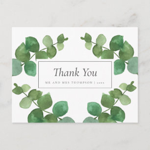 Carte Postale Remerciement de mariage au bois d'eucalyptus