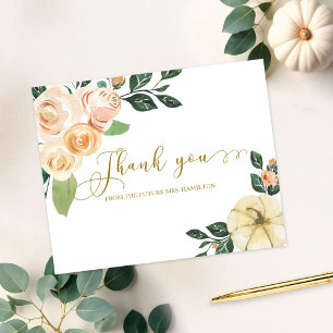 Carte Postale Remerciement de Mariage Automnal Fleur de Pêche Ci