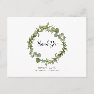 Carte Postale Remerciement de mariage avec verdure d'eucalyptus