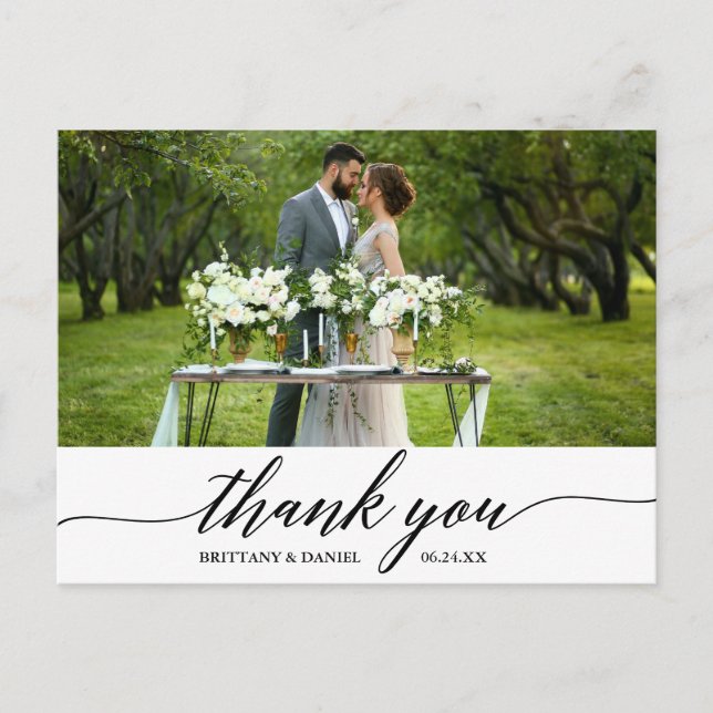Carte Postale Remerciement de mariage élégant calligraphie moder (Devant)