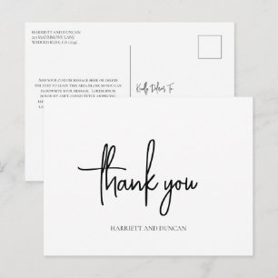 Carte Postale Remerciement de mariage élégant en noir et blanc i