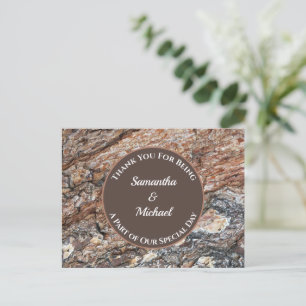 Carte Postale Remerciement de mariage en bois rustique Merci 