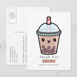 Carte Postale Remerciement de mariage floral aquarelle au chocol