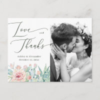Remerciement de mariage floral cactus aquarelle Ph