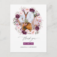 Remerciement de mariage floral en velours profond 