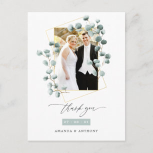 Carte Postale Remerciement de mariage géométrique de forêt d'euc