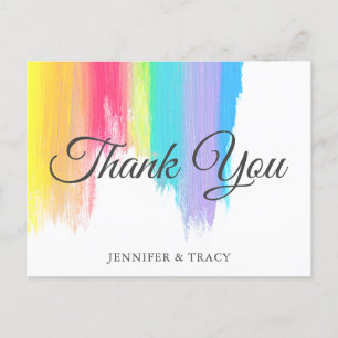 Carte Postale Remerciement de mariage LGBTQ élégant aquarelle ar