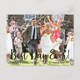 Carte Postale Remerciement de mariage moderne pour le meilleur j