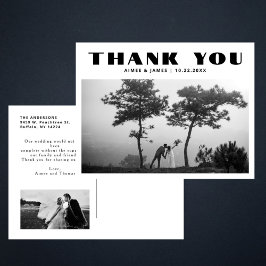 Carte Postale Remerciement de mariage photo 2 Typographie Rétro 