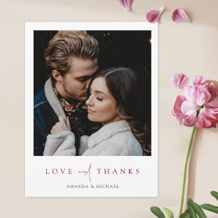 Carte Postale Remerciement de mariage photo avec écriture élégan