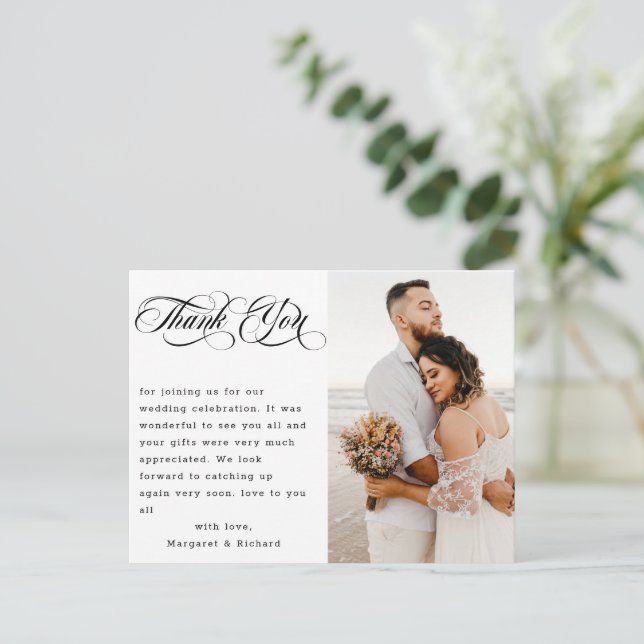 Carte Postale Remerciement de mariage photo avec lettrage manuel (Debout devant)