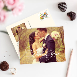 Carte Postale Remerciement de mariage photo Fleur de l'Ivoire