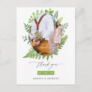 Carte Postale Remerciement de mariage pour la verdure de la forê