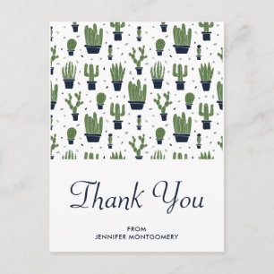 Carte Postale Remerciement de motif de cactus de désert vert rus