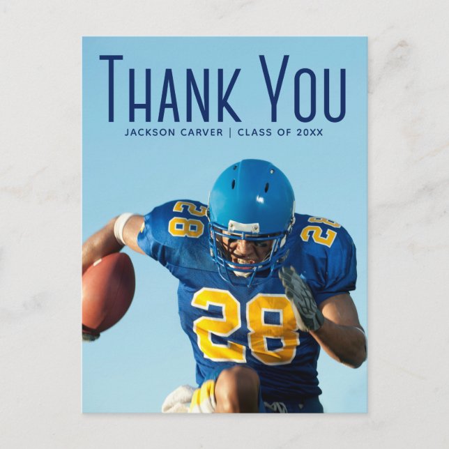 Carte Postale Remerciement de photo de diplômé avec superpositio (Devant)