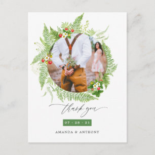 Carte Postale Remerciement de photo de mariage à la gouache avec
