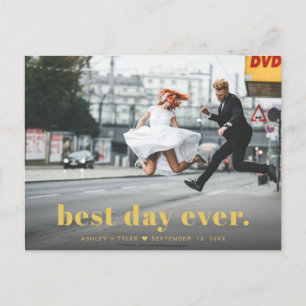 Carte Postale Remerciement de photo de mariage à typographie min
