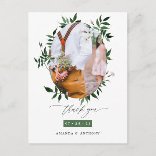 Carte Postale Remerciement de photo de mariage de forêt à l'aqua
