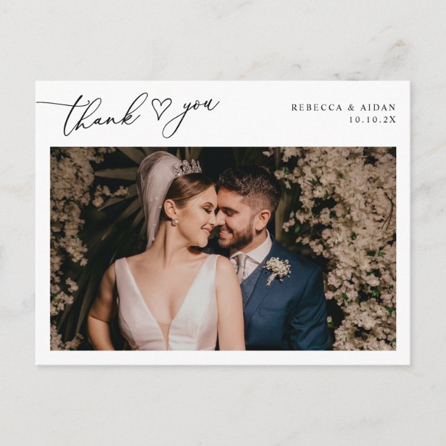 Carte Postale Remerciement de photo de mariage de verdure de scr (Devant)