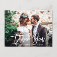 Remerciement de photo de mariage en écriture bross