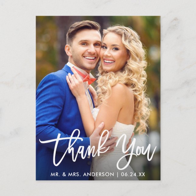 Carte Postale Remerciement de photo de mariage en écriture Moder (Devant)