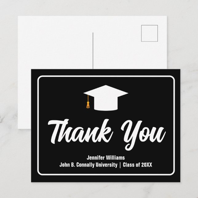 Carte Postale Remerciement de remise de diplôme en typographie n (Devant / Derrière)