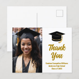 Carte Postale Remerciement élégant de photo de diplômé en écritu