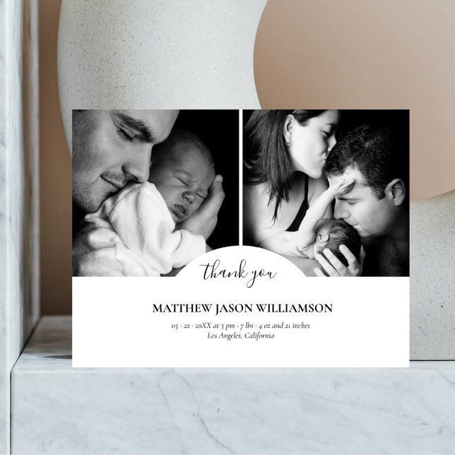 Carte Postale Remerciement élégant et luxueux pour bébé en colla (Créateur téléchargé)