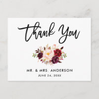Remerciement Floral de Mariage en Écriture Brossée