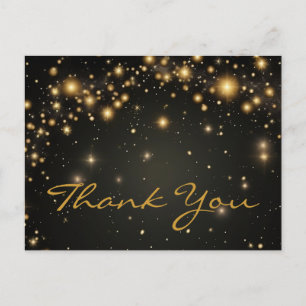 Carte Postale Remerciement noir paillettes or tendance abordable