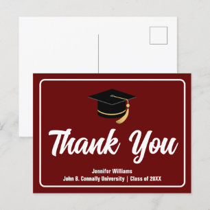 Carte Postale Remerciement Personnalisé de Diplôme Bordeaux Blan