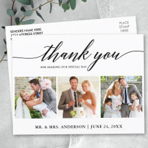 Remerciement photo de mariage 3 calligraphie moder