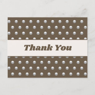 Carte Postale Remerciement Pois Pointillé Argent Brun Foncé