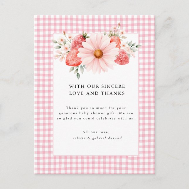 Carte Postale Remerciement pour Baby Shower Berry Sweet  (Devant)