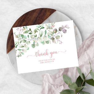 Carte Postale Remerciement pour Baby Shower Champêtre Eucalyptus