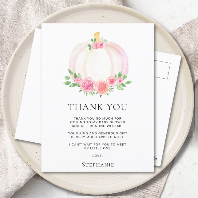Carte Postale Remerciement pour la Baby Shower de la Fille au Th (Créateur téléchargé)