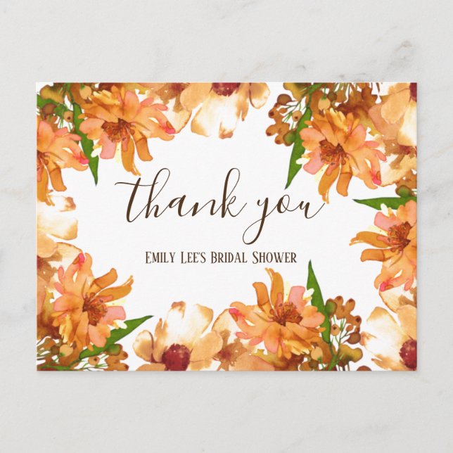 Carte Postale Remerciement pour Mariage Automne Amour Verdure (Devant)