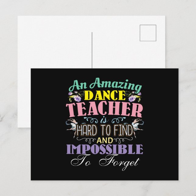Carte Postale Remerciement pour professeur de ballet - Citation  (Devant / Derrière)