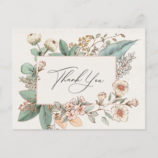 Carte Postale Remerciement pour une baby shower rose poudré flor (Devant)