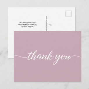Carte Postale Remerciement rose pour appréciation de la clientèl