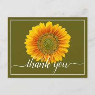 Carte Postale Remerciement Tournesol Jaune et Orange Moderne Lum