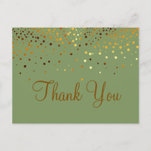 Carte Postale Remerciement Vert Paillettes Dorées Tendance Pas C