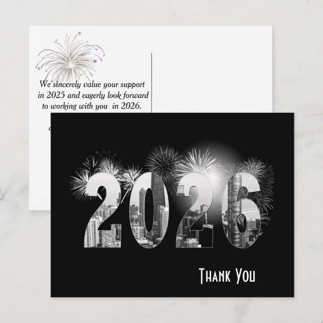 Carte Postale Remerciements d'affaires pour la nouvelle année 20 (Devant / Derrière)