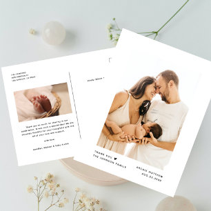 Carte Postale Remerciements de Baby Shower à la Typographie Mini