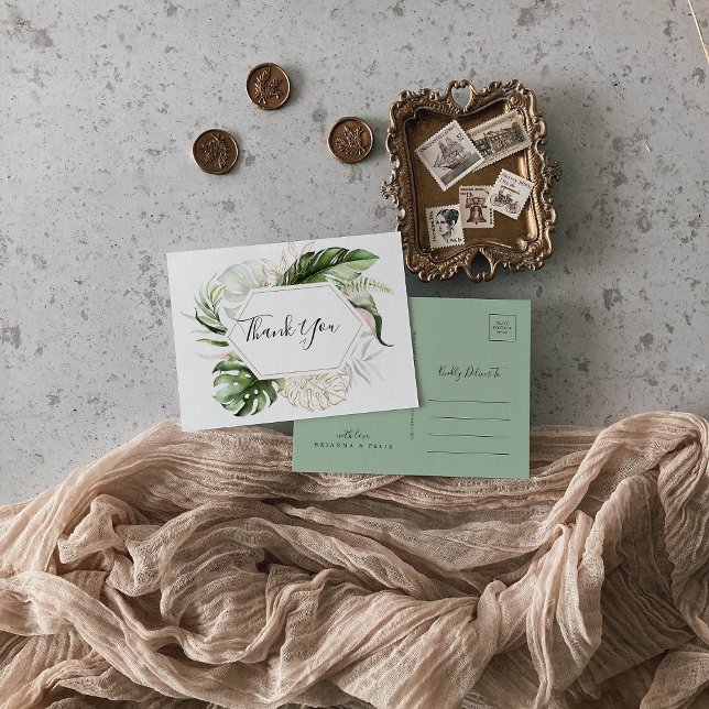 Carte Postale Remerciements de feuillage tropical géométrique do (Créateur téléchargé)