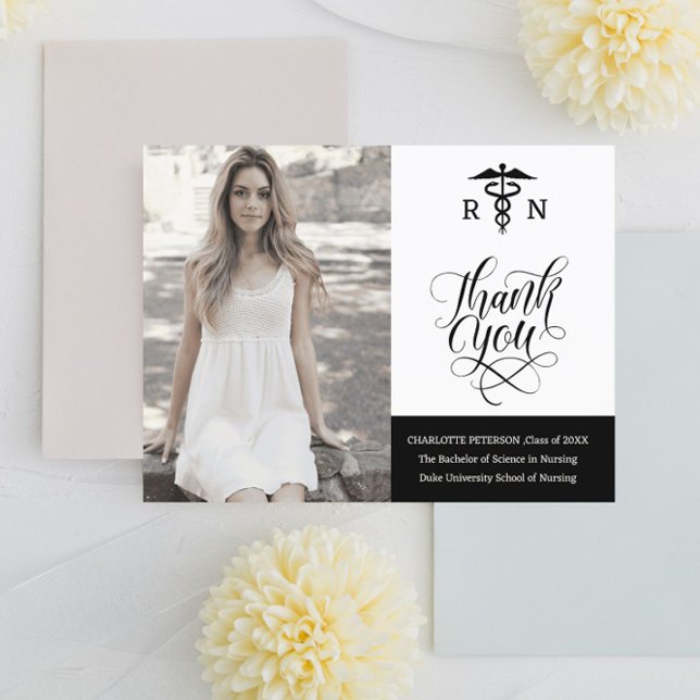 Carte Postale Remerciements de fin d'études d'infirmière avec ph (Créateur téléchargé)